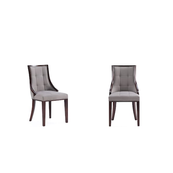 Manhattan Comfort Fifth Avenue Faux Leather Dining Chair Set of Two in Grey and Walnut DC008-GY - main